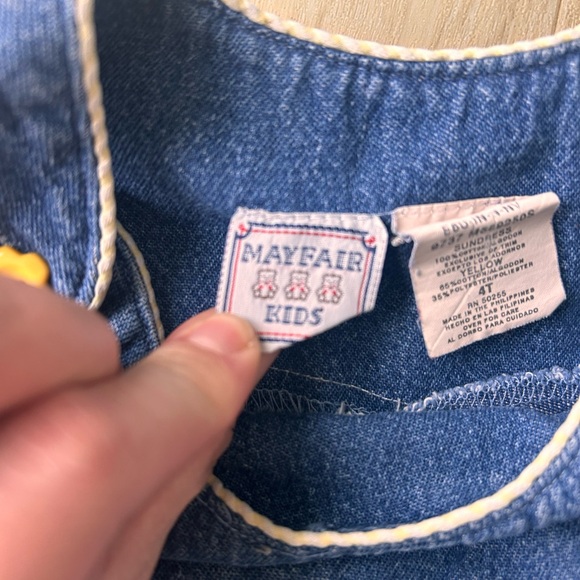 Vintage denim dress girls floral embroidered sundress Mayfair kids size 4t - Picture 5 of 6